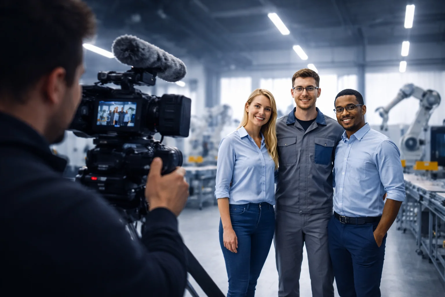 Videodreh in einem modernen Arbeitsumfeld