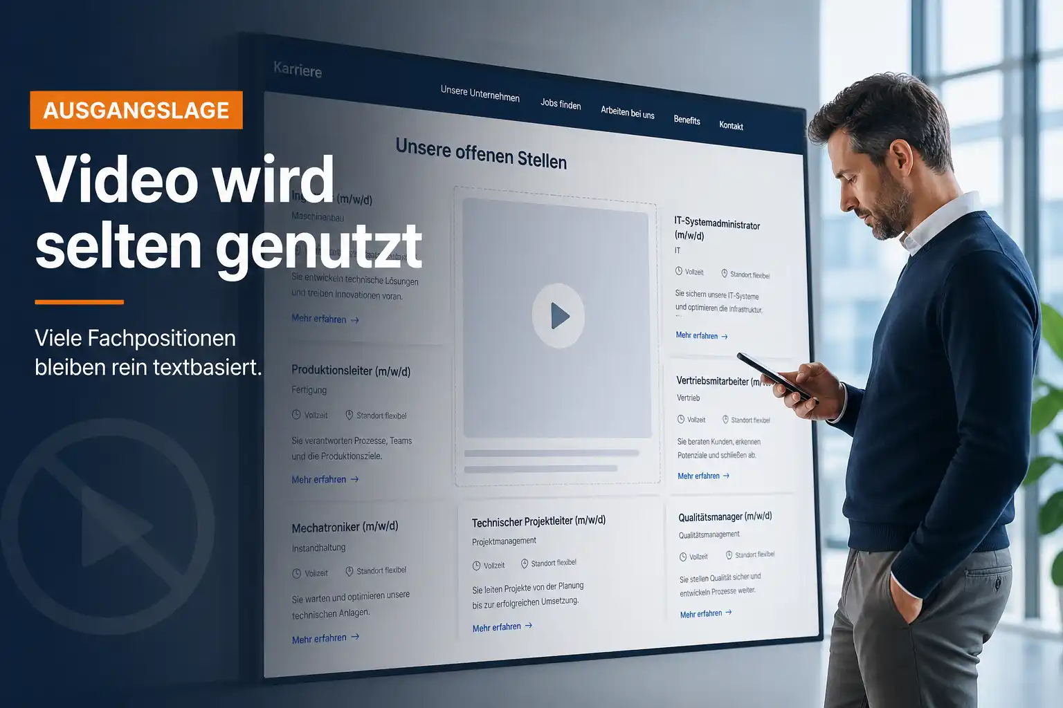 Ausgangslage: Video wird im Fachkräfte-Recruiting selten genutzt