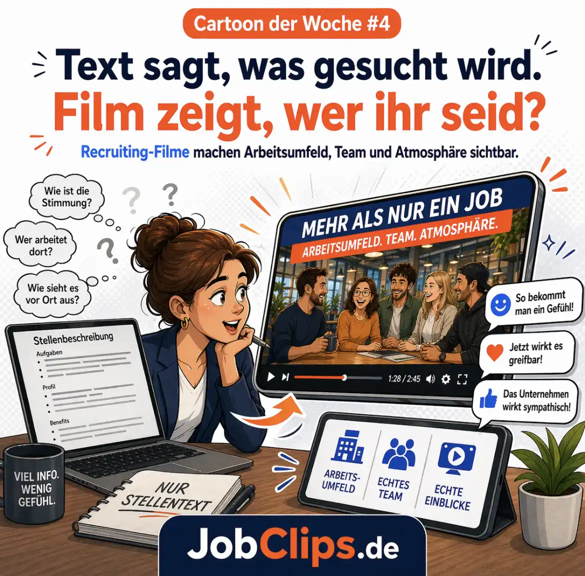 Cartoon der Woche: Text sagt, was gesucht wird. Film zeigt, wer ihr seid?