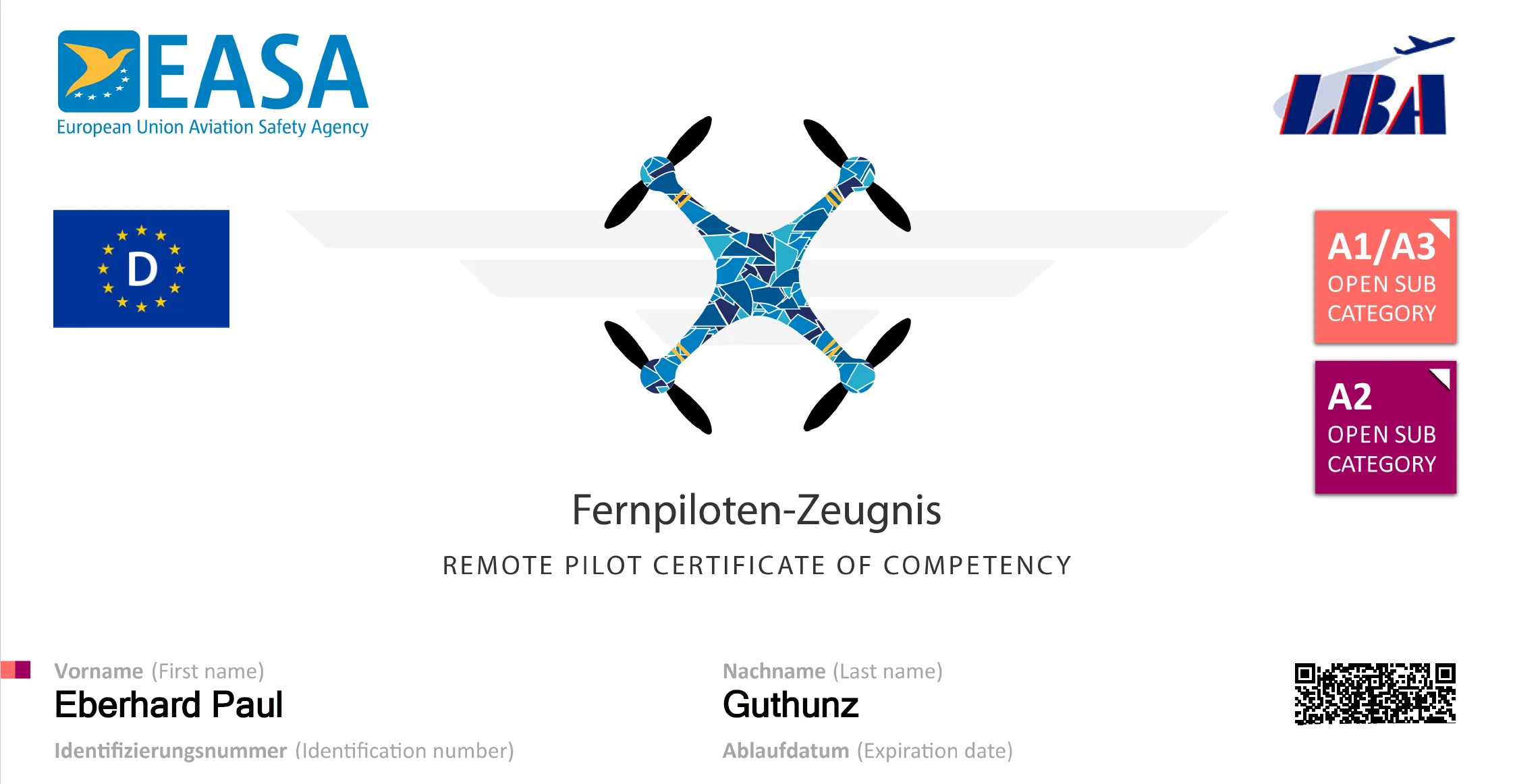Fernpiloten-Zeugnis und Drohnen-Kompetenznachweise