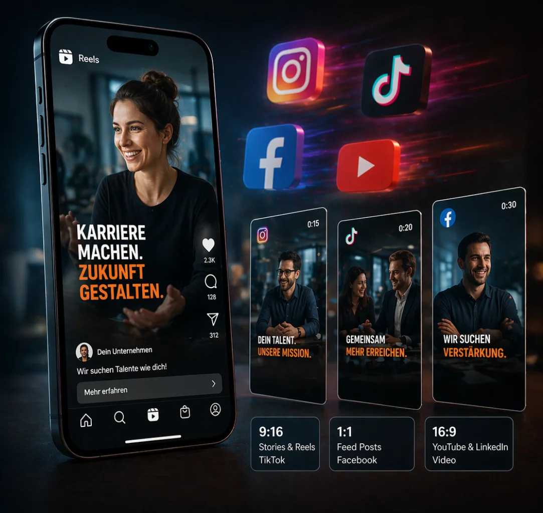 Recruiting-Clips in verschiedenen Formaten für soziale Netzwerke