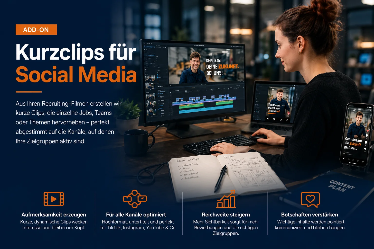 Kurze Recruiting-Clips für Social Media und weitere digitale Kanäle