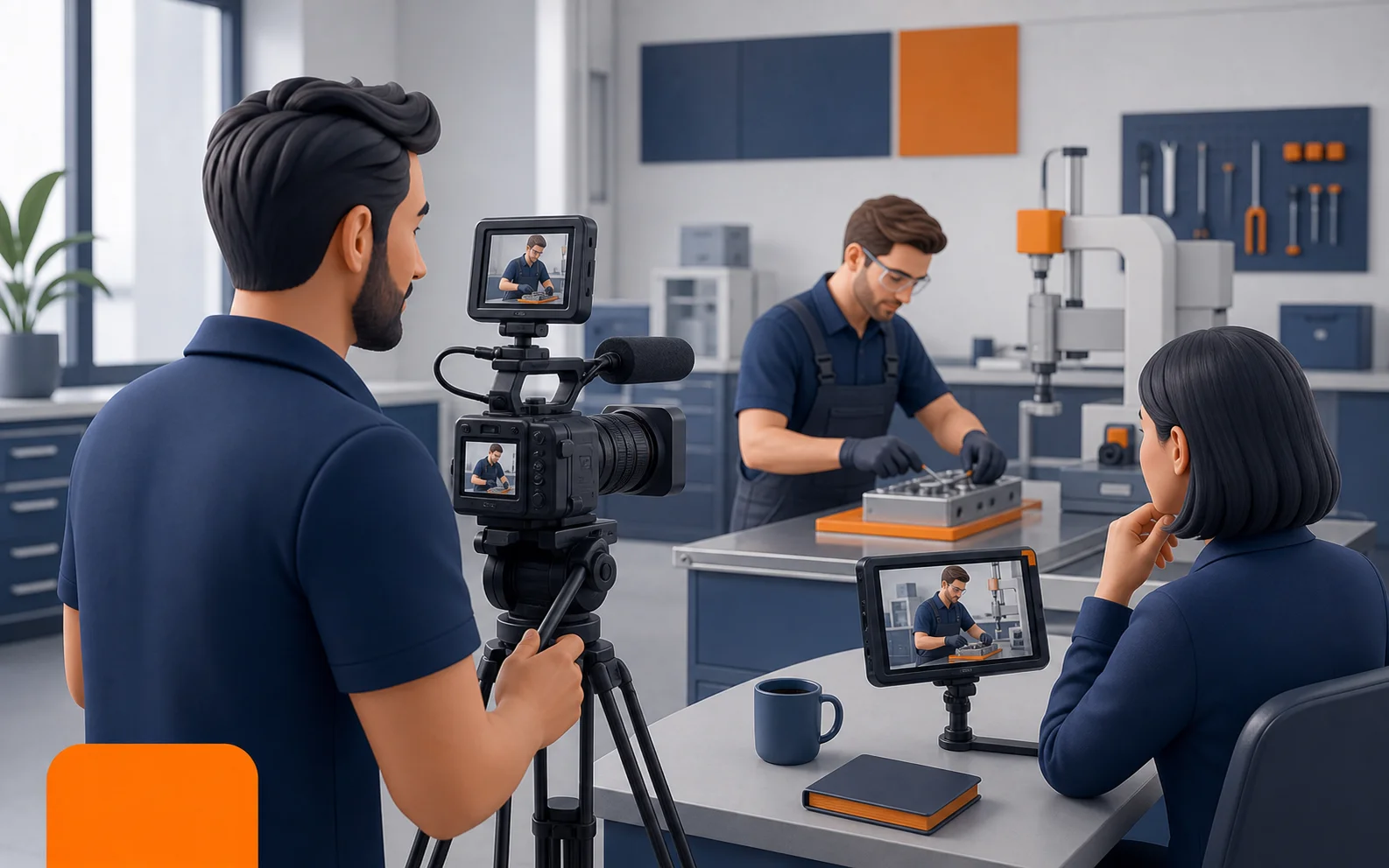 Illustration des gemeinsamen Vor-Ort-Drehs als Basis für mehrere AVACRUIT Recruiting-Filme