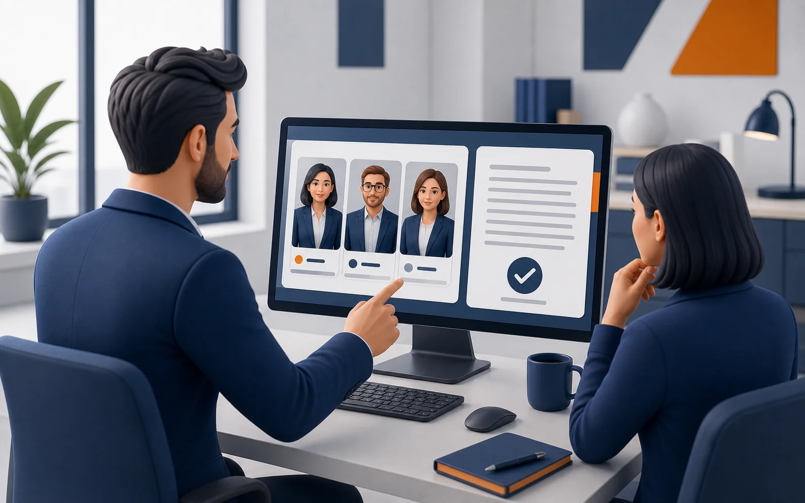 Illustration der Avatarwahl und Freigabe individueller Skripte für AVACRUIT Recruiting-Filme
