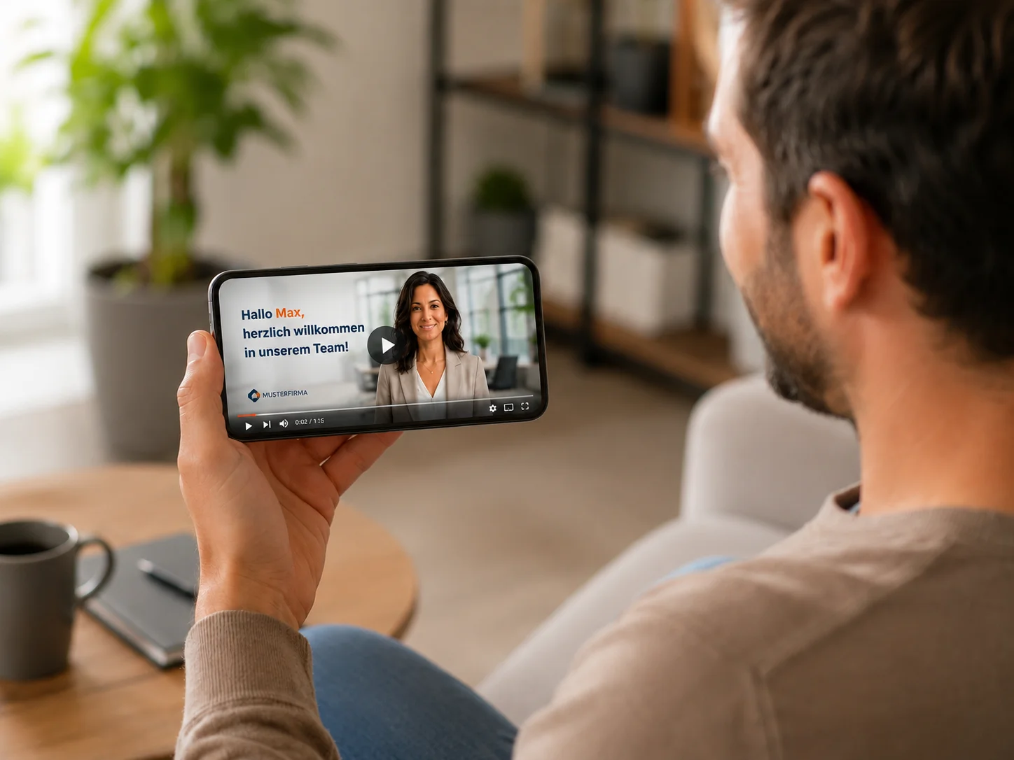 Persönliche AVAWELCOME-Willkommensbotschaft auf einem Smartphone